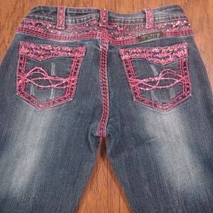 🔥🩷Cowgirl Tuff Hot Pink Bootcut Jeans 27x37